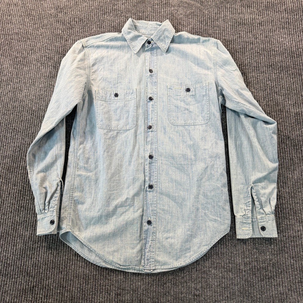 Ralph Lauren Rugby Womens Chambray Button Down Shirt Size 4 Light Blue Cotton